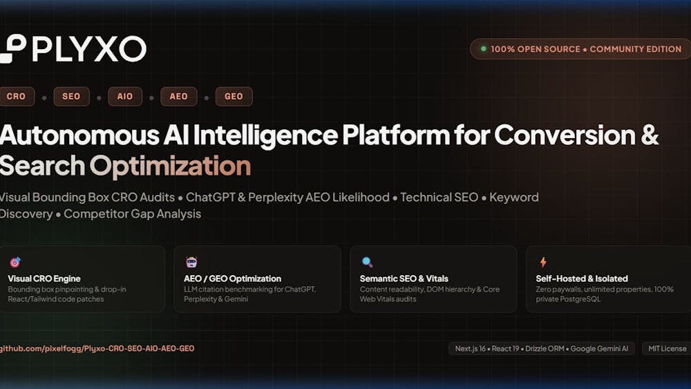 Plyxo: Self-hosted CRO+SEO+LLM tool AI tool preview