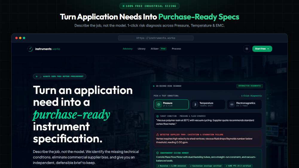 Instruments Works - B2B buyer advisor AI tool preview
