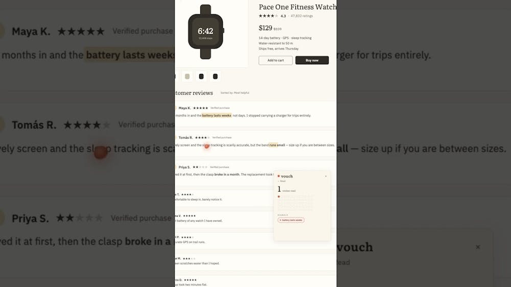 vouch — bookmarklet AI tool preview