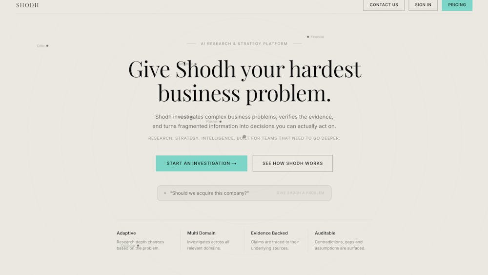 SHODH — Autonomous Research Intelligence AI tool preview