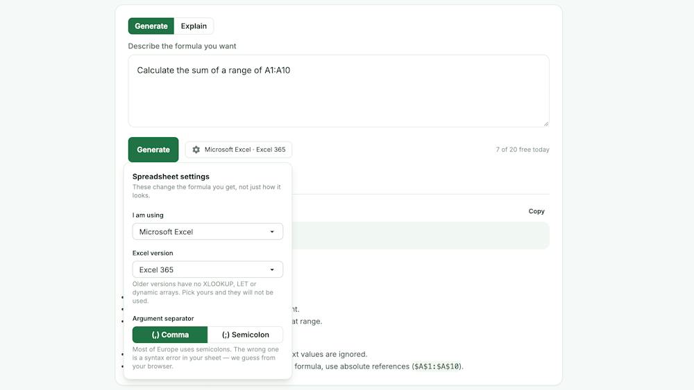AIExcel AI tool preview