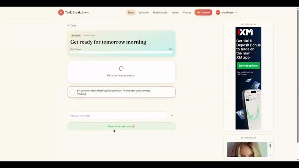 ADHD Task Breakdown AI tool preview