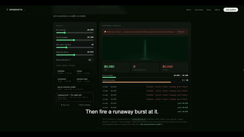 SpendVeto AI tool preview