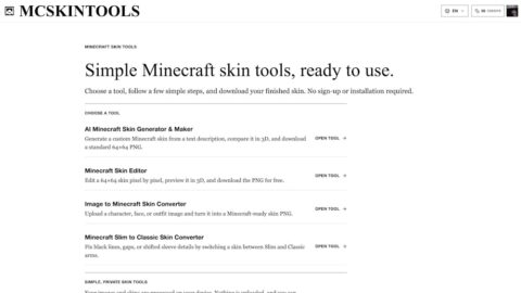MCSkinTools AI tool preview