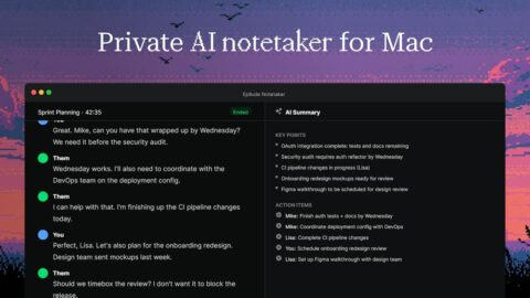 Epilude Notetaker AI tool preview