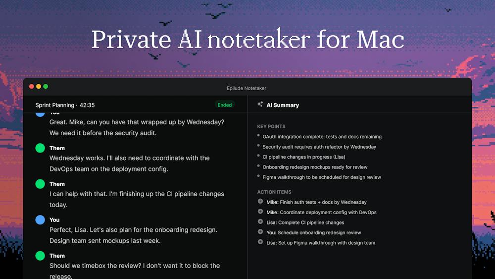 Epilude Notetaker AI tool preview