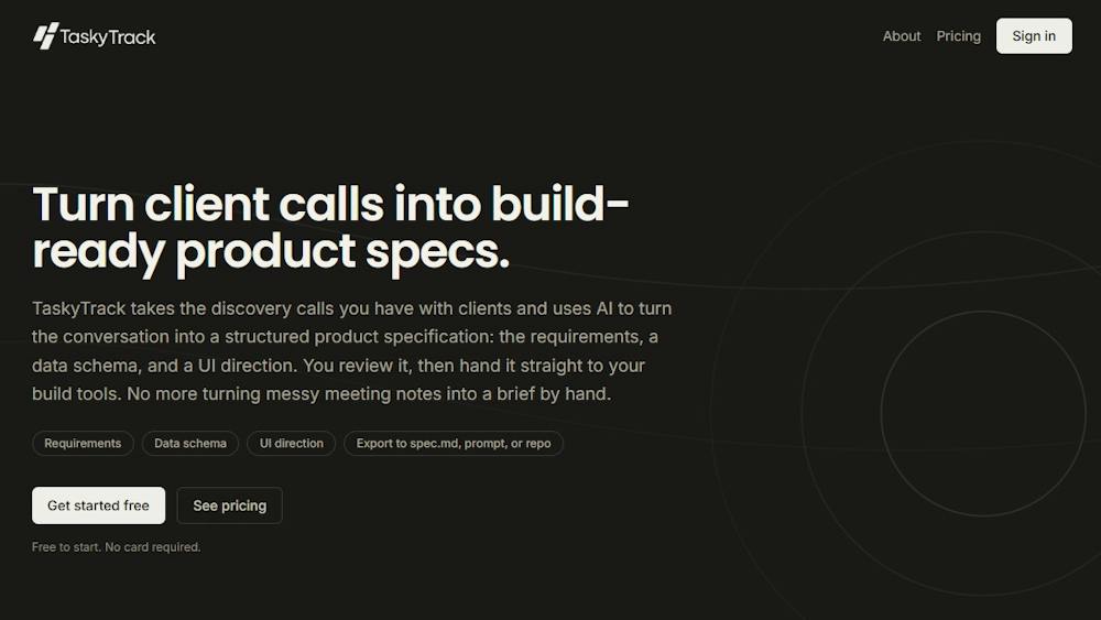 TaskyTrack AI tool preview