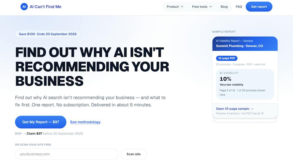 AI Can't Find Me AI tool preview