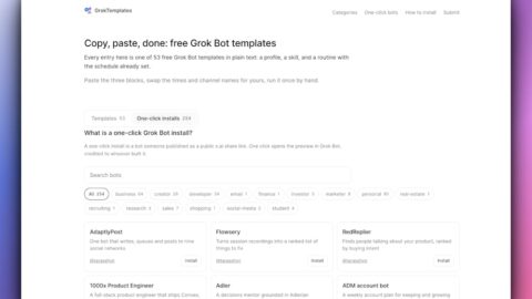 GrokTemplates AI tool preview