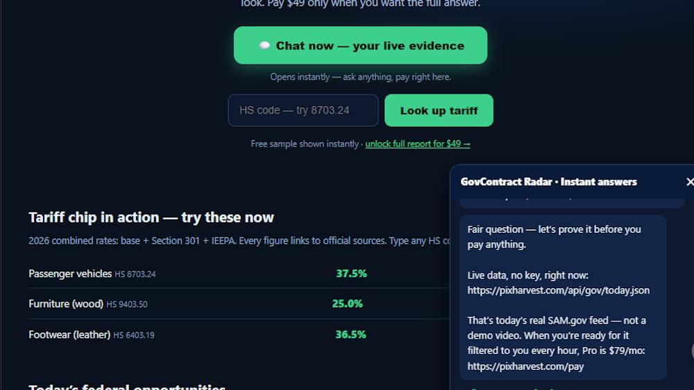 GovContract Radar AI tool preview