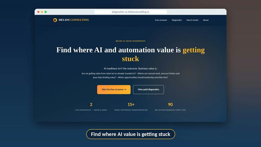 Helios AI Business Value Diagnostic AI tool preview